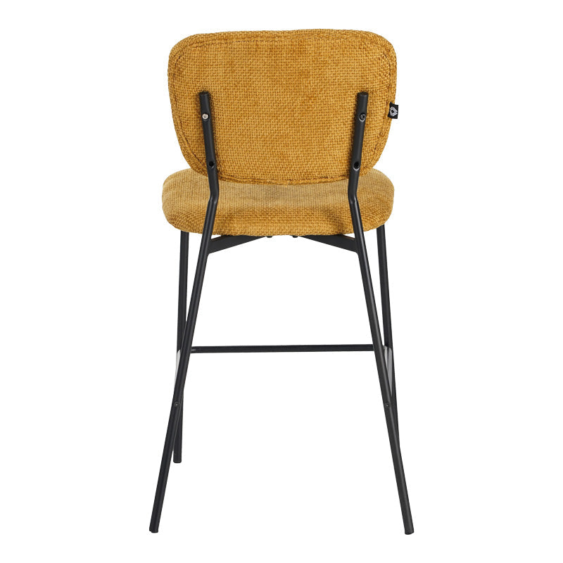 Scaun de bar cu functie de, stofa bouclé, galbena, 48x54x100 cm