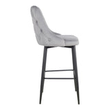Scaun de bar Zedna, catifea si metal, 52x57x111 cm - Gri