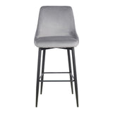 Scaun de bar Zedna, catifea si metal, 52x57x111 cm - Gri