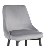 Scaun de bar Zedna, catifea si metal, 52x57x111 cm - Gri