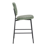 Scaun de bar cu functie înalta Cathair, tesatura Bouclé, Verde, 48x54x100 cm