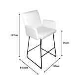 Scaun de bar Essential, stofa si metal, 57x64x107 cm - Alb