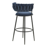 Scaun de bar cu șezut textil Alkia, metal, Negru, 50x56x95 cm