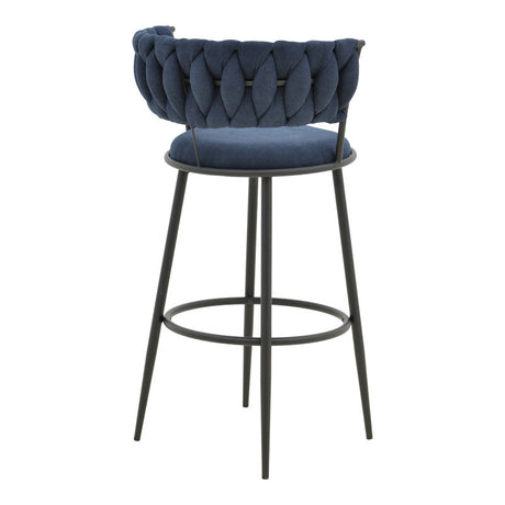 Scaun de bar cu șezut textil Alkia, metal, Negru, 50x56x95 cm