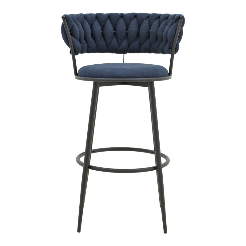 Scaun de bar cu șezut textil Alkia, metal, Negru, 50x56x95 cm