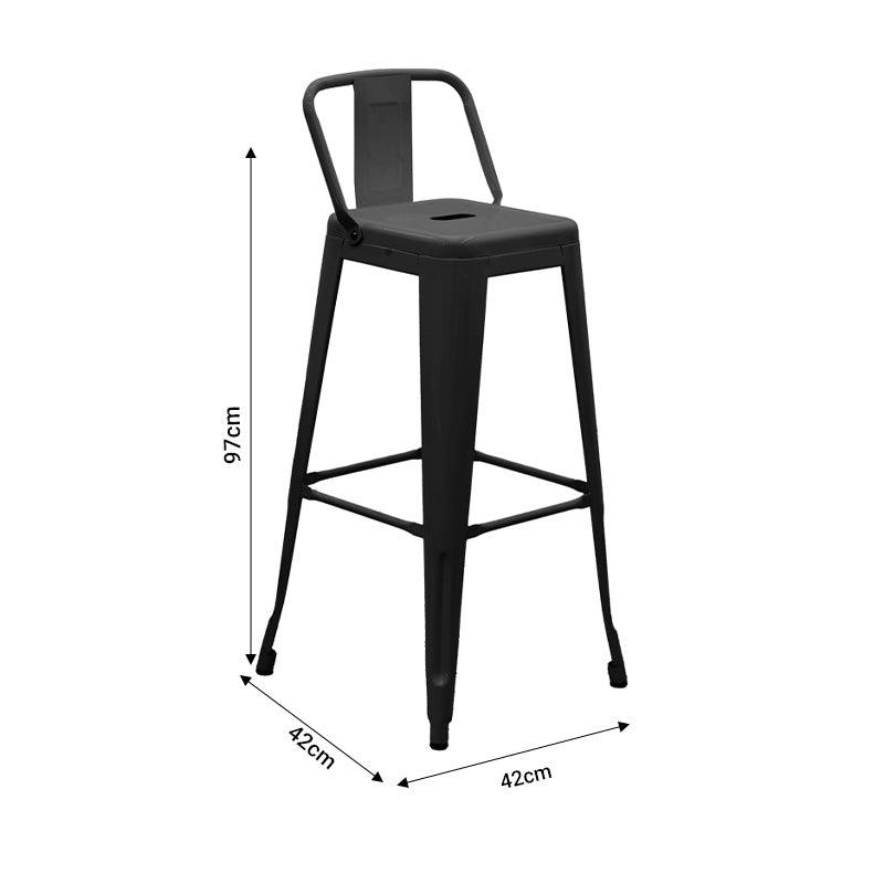 Scaun de bar cu spatar Utopia metal 42x42x97cm - Antracit