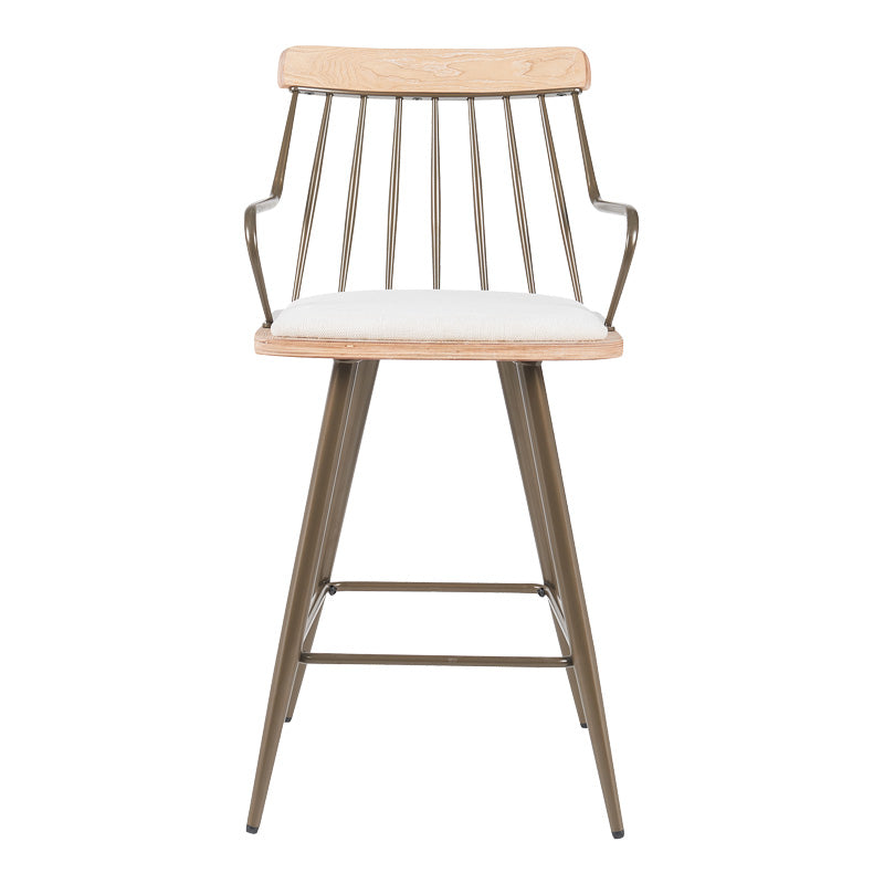 Scaun de bar Posse, lemn si metal, 48x54x92 cm - Bej