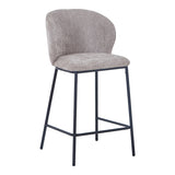 Scaun de bar cu tapițerie, Karg, Textil/Metal, Bej - Gri, 49x46x93 cm - Bej