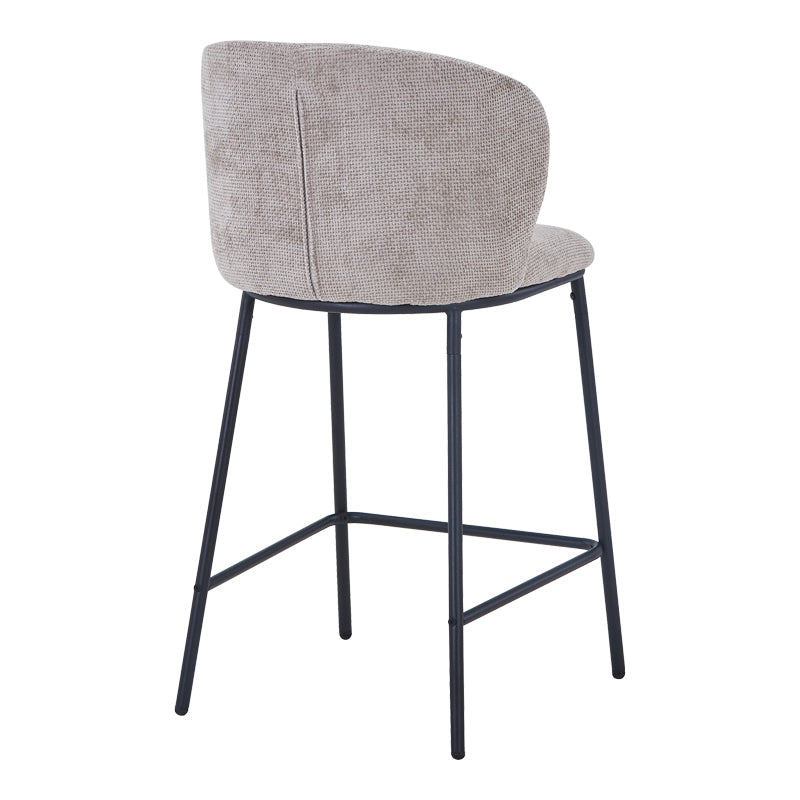 Scaun de bar cu tapițerie, Karg, Textil/Metal, Bej - Gri, 49x46x93 cm - Bej
