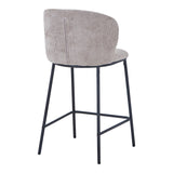Scaun de bar cu tapițerie, Karg, Textil/Metal, Bej - Gri, 49x46x93 cm - Bej