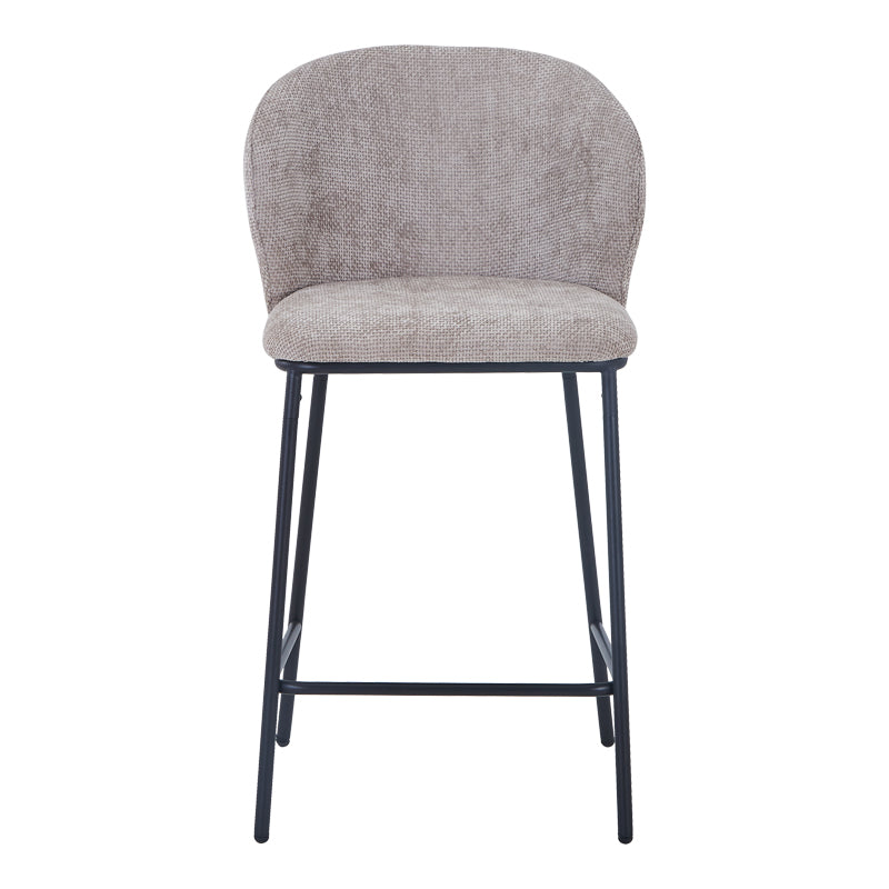 Scaun de bar cu tapițerie, Karg, Textil/Metal, Bej - Gri, 49x46x93 cm - Bej