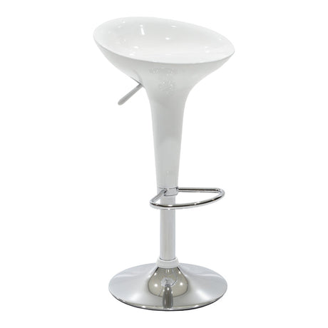 Scaun de bar Felice reglabil pe inaltime baza, alb-crom, 40x43x84 cm