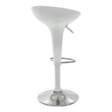 Scaun de bar Felice reglabil pe inaltime baza, alb-crom, 40x43x84 cm