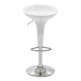 Scaun de bar Felice reglabil pe inaltime baza, alb-crom, 40x43x84 cm