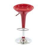 Scaun de bar Felice reglabil pe inaltime baza, rosu-crom, 40x43x84 cm