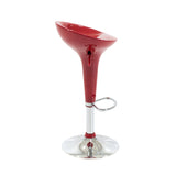 Scaun de bar Felice reglabil pe inaltime baza, rosu-crom, 40x43x84 cm