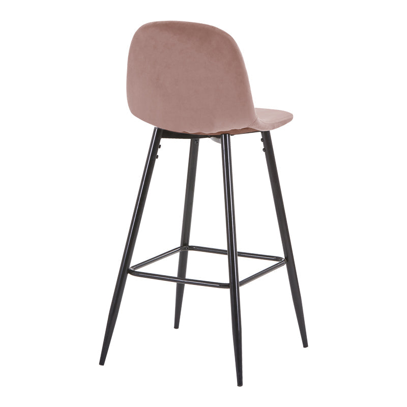 Scaun de bar inaltime medie Bella mar putred picior de metal catifea-negru, 41x47x93 cm