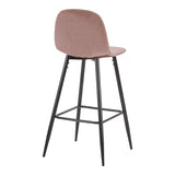Scaun de bar inaltime medie Bella mar putred picior de metal catifea-negru, 41x47x93 cm