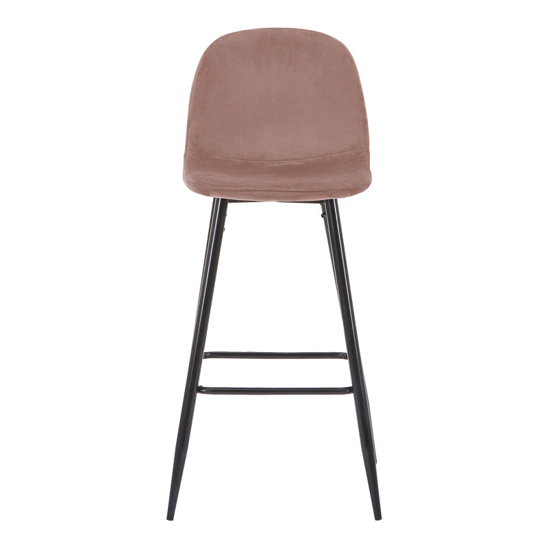 Scaun de bar inaltime medie Bella mar putred picior de metal catifea-negru, 41x47x93 cm