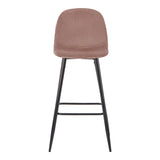 Scaun de bar inaltime medie Bella mar putred picior de metal catifea-negru, 41x47x93 cm
