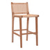 Scaun de bar inaltime medie Sponze Natural lemn de tec schelet si ratan, Natural, 40x47x89 cm