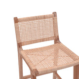 Scaun de bar inaltime medie Sponze Natural lemn de tec schelet si ratan, Natural, 40x47x89 cm