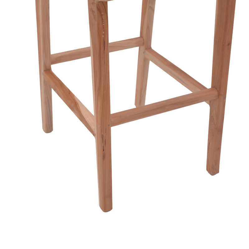 Scaun de bar inaltime medie Sponze Natural lemn de tec schelet si ratan, Natural, 40x47x89 cm