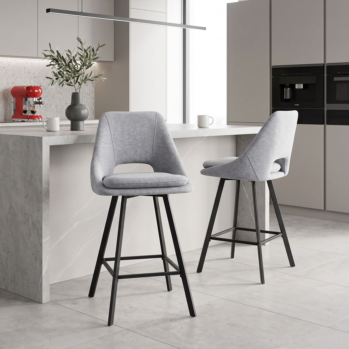 Gri | SKU: 093-000044 | Scaun de bar Initiate, 48x56x98 cm, varianta Gri, produs pentru amenajarea locuinței, disponibil online în România la CasaMob