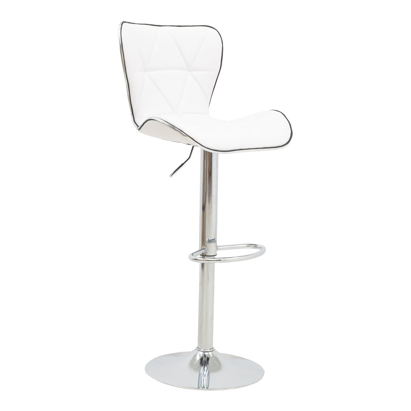 Scaun de bar Jorine reglabil pe inaltime, baza pu-crom, Alb - Negru, 53x44x114 cm - Alb