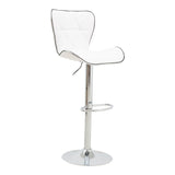 Scaun de bar Jorine reglabil pe inaltime, baza pu-crom, Alb - Negru, 53x44x114 cm - Alb