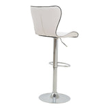 Scaun de bar Jorine reglabil pe inaltime, baza pu-crom, Alb - Negru, 53x44x114 cm - Alb