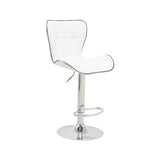 Scaun de bar Jorine reglabil pe inaltime, baza pu-crom, Alb - Negru, 53x44x114 cm - Alb
