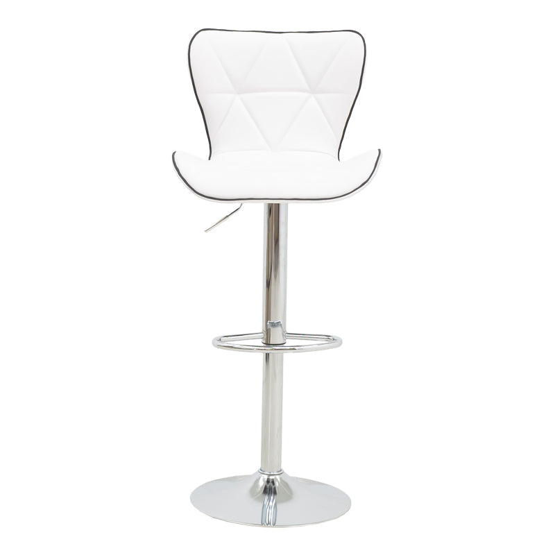Scaun de bar Jorine reglabil pe inaltime, baza pu-crom, Alb - Negru, 53x44x114 cm - Alb