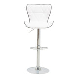 Scaun de bar Jorine reglabil pe inaltime, baza pu-crom, Alb - Negru, 53x44x114 cm - Alb