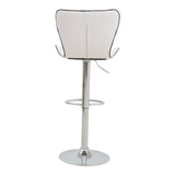 Scaun de bar Jorine reglabil pe inaltime, baza pu-crom, Alb - Negru, 53x44x114 cm - Alb