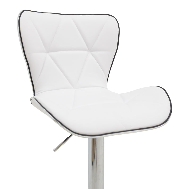 Scaun de bar Jorine reglabil pe inaltime, baza pu-crom, Alb - Negru, 53x44x114 cm - Alb