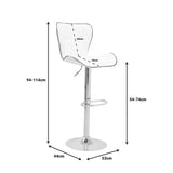 Scaun de bar Jorine reglabil pe inaltime, baza pu-crom, Alb - Negru, 53x44x114 cm - Alb