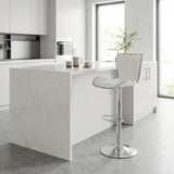 Scaun de bar Jorine reglabil pe inaltime, baza pu-crom, Alb - Negru, 53x44x114 cm - Alb