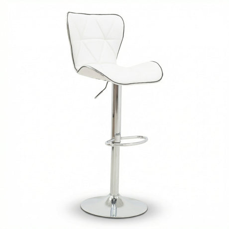 Scaun de bar Jorine reglabil pe inaltime, baza pu-crom, Alb - Negru, 53x44x114 cm