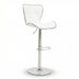 Scaun de bar Jorine reglabil pe inaltime, baza pu-crom, Alb - Negru, 53x44x114 cm