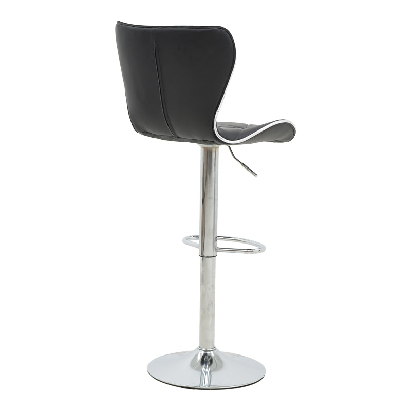 Scaun de bar Jorine reglabil pe inaltime, baza pu-crom, Alb - Negru, 53x44x114 cm - Negru