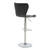 Scaun de bar Jorine reglabil pe inaltime, baza pu-crom, Alb - Negru, 53x44x114 cm - Negru