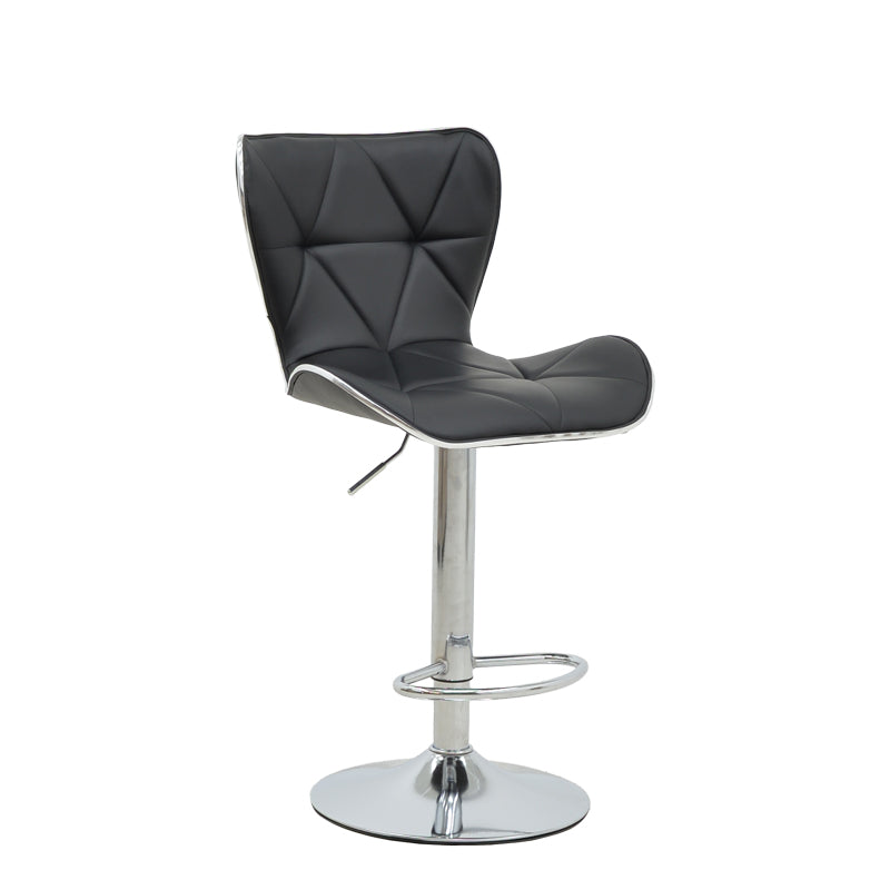 Scaun de bar Jorine reglabil pe inaltime, baza pu-crom, Alb - Negru, 53x44x114 cm - Negru