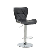 Scaun de bar Jorine reglabil pe inaltime, baza pu-crom, Alb - Negru, 53x44x114 cm - Negru