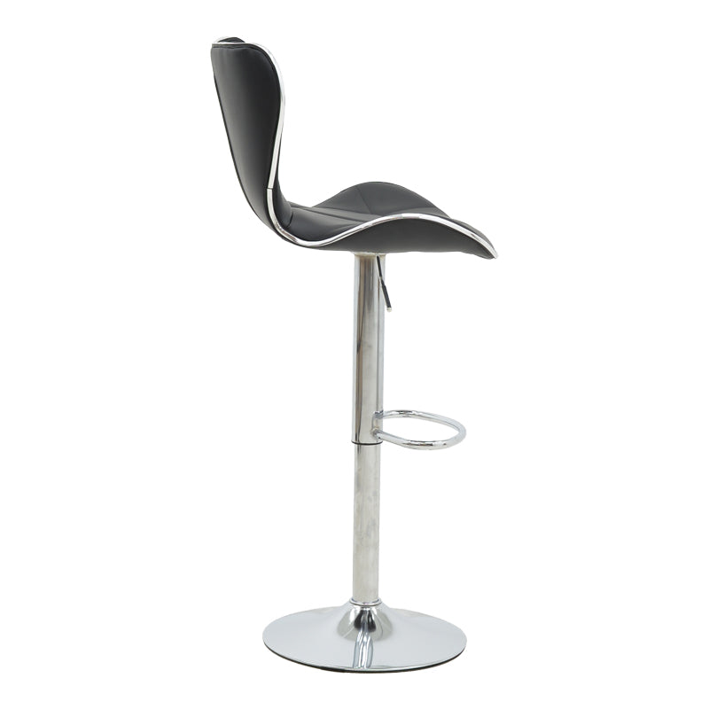 Scaun de bar Jorine reglabil pe inaltime, baza pu-crom, Alb - Negru, 53x44x114 cm - Negru