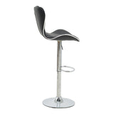 Scaun de bar Jorine reglabil pe inaltime, baza pu-crom, Alb - Negru, 53x44x114 cm - Negru