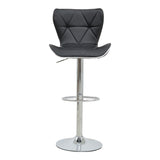 Scaun de bar Jorine reglabil pe inaltime, baza pu-crom, Alb - Negru, 53x44x114 cm - Negru