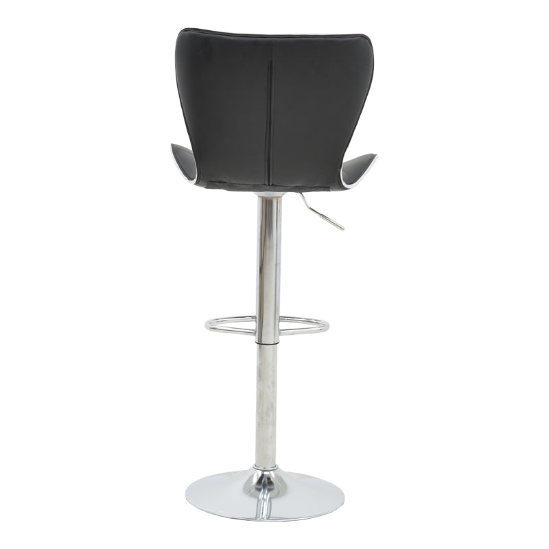 Scaun de bar Jorine reglabil pe inaltime, baza pu-crom, Alb - Negru, 53x44x114 cm - Negru