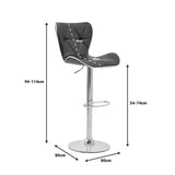 Scaun de bar Jorine reglabil pe inaltime, baza pu-crom, Alb - Negru, 53x44x114 cm - Negru
