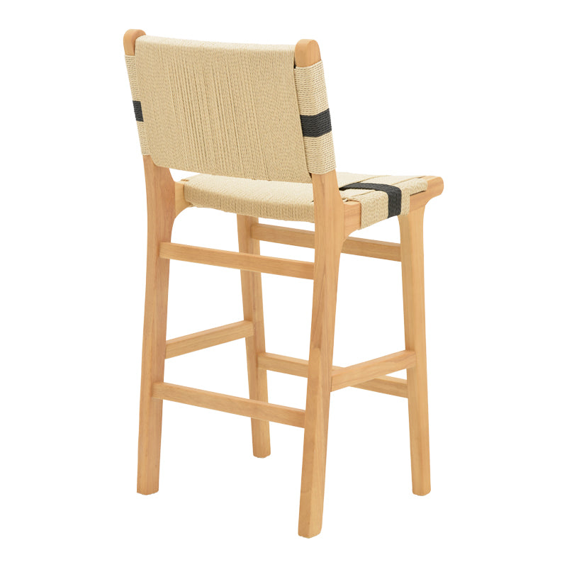 Scaun de bar Julien Natural-Natural-funie, neagra, 45x46x95 cm, detaliu produs